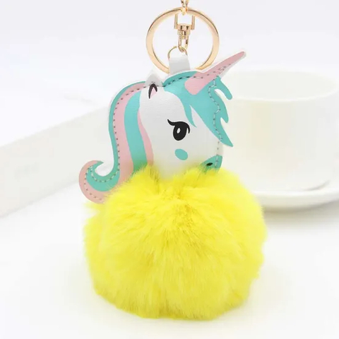 Fur Ball Horse Keychain Pompom Rabbit Fur Ball Key Chain Fluffy Car Pendant Bag Charm Gift Plush Fur Keychain
