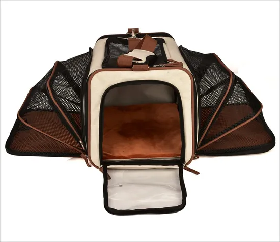 Pet Stroller with Detachable Carrier Pet Trolley Carrier with Wheels Expandable Bag