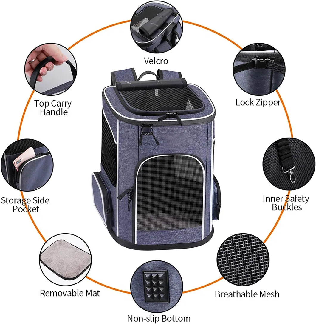 Custom Pet Carrier Strap Foldable Travel Backpack with Internal Seat Belt
