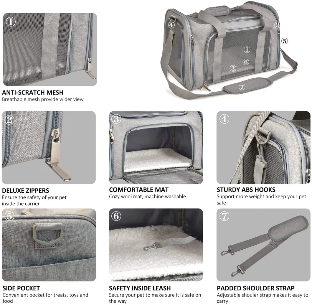 Factory Custom Portable Pet Outdoor Travel Soft Sided Foldable Breathable Small Dog Cat Bag