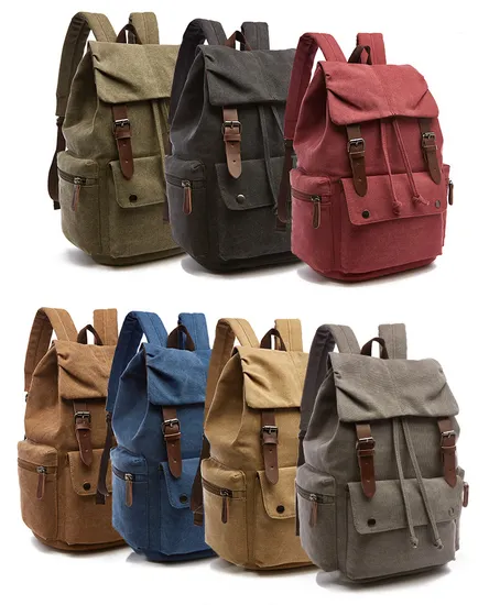 Designer Retro Style Backpacks Durable Canvas Backpack Laptop 15 Inch