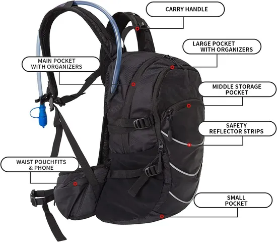 Outdoor Sports Hydration Pack with 2L Water Bladder Cycling Backpack Motor Driving Hiking Walking Bag Running Vest