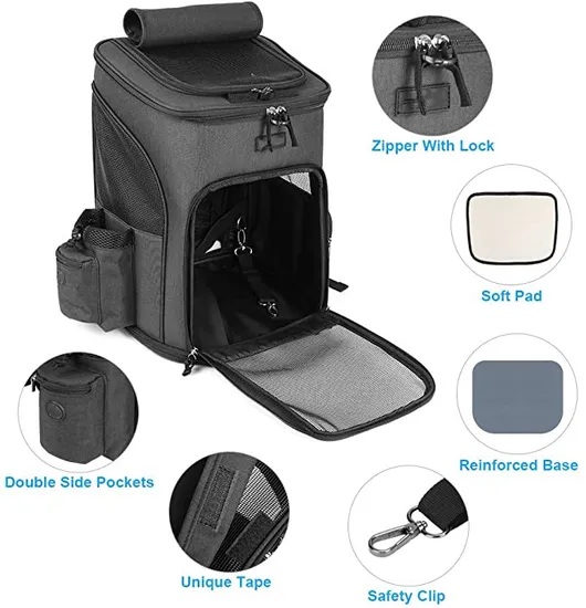Factory Custom Pet Carrier Backpack Expandable for Cats Dogs Breathable Mesh Cat Backpack