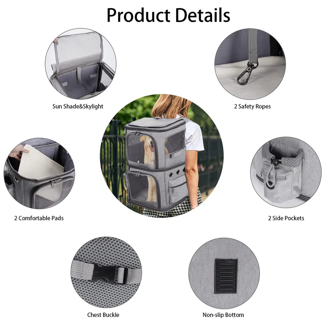Custom Pet Backpack Travel Double Compartment Carrier Backpack for Small Cats and Dogs