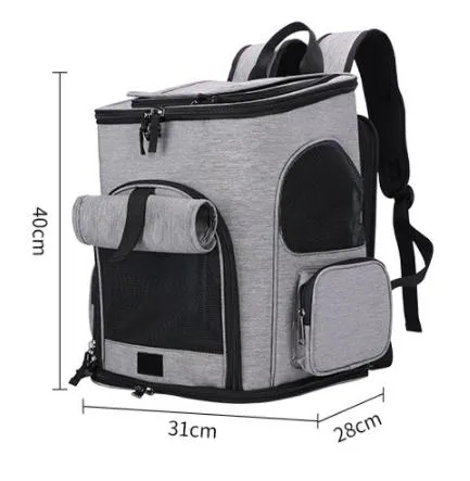 Custom Logo Foldable Portable Collapsible Puppy Black Grey Petcarrier Bag