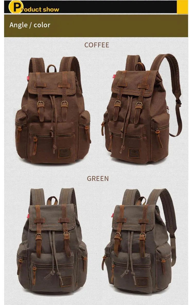 Canvas 15.6 Inches Computer Bag Retro Bags Casual Sports Laptop Backpack School Bags
