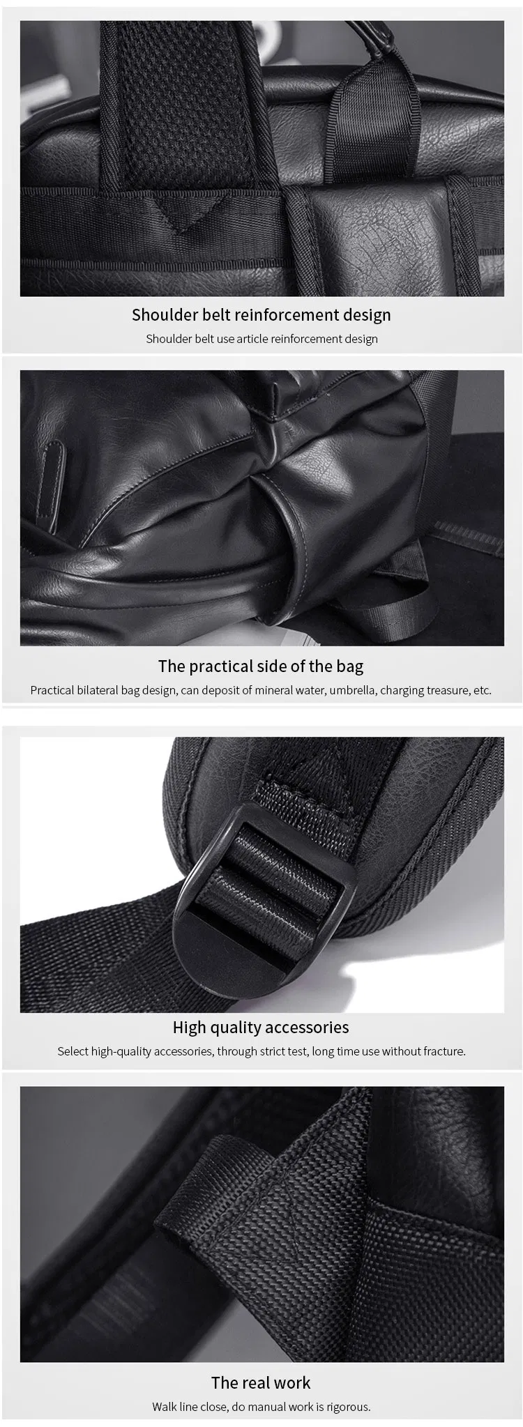 Fashion Bag Big-Capacity Travel Business PU Laptop Man Backpack Bag