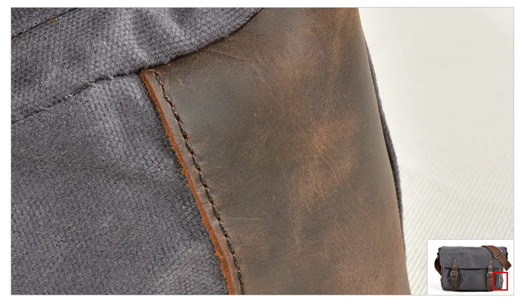 Men Photography Casual Shoulder Bag Oil Wax Canvas Genuine Leather Bag DSLR Camera Bag