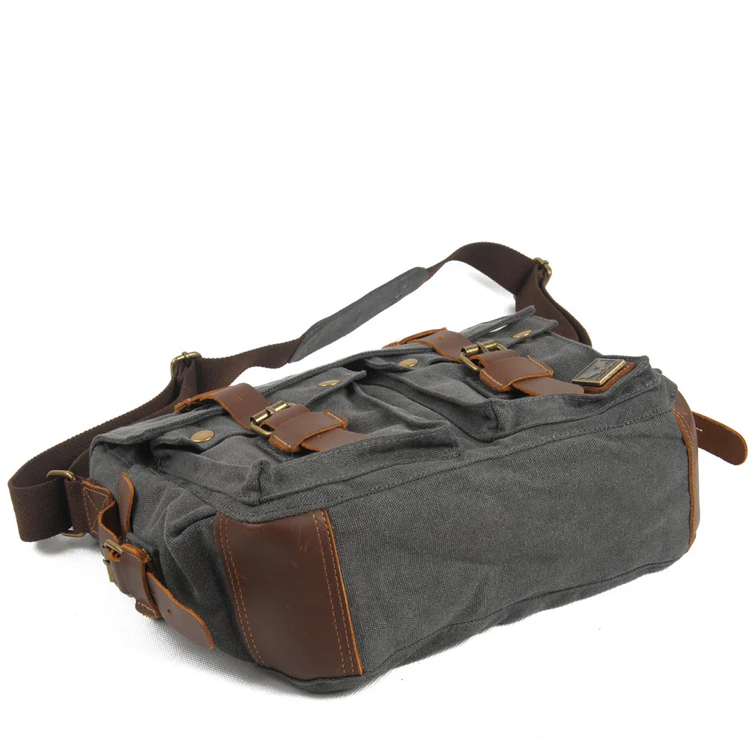 Canvas Leather Single Shoulder Crossbody Bag Casual Photography Waterproof Inner Liner DSLR Camera Bag