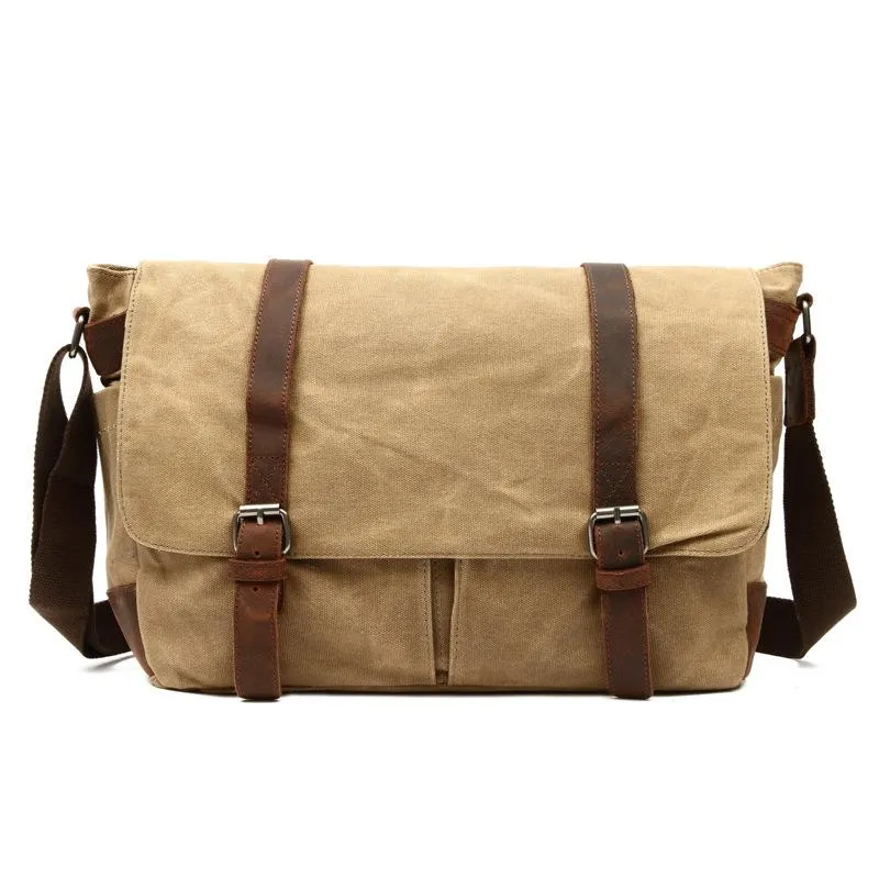 Retro Canvas Shoulder Bag Casual Cross Men&prime;s Bag Wax Waterproof Canvas Computer Bag Camera Bag