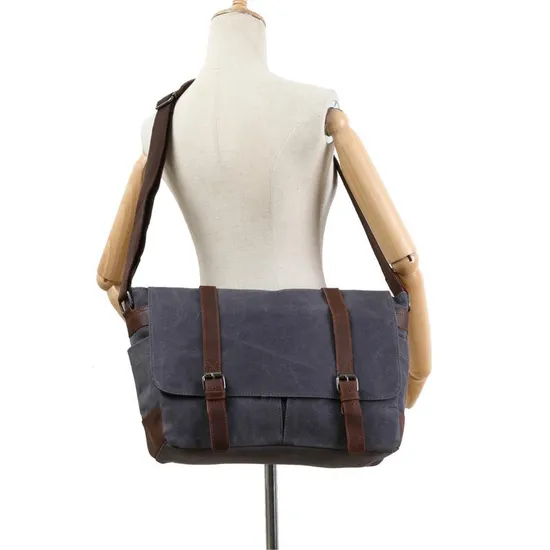 Retro Canvas Shoulder Bag Casual Cross Men′s Bag Wax Waterproof Canvas Computer Bag Camera Bag