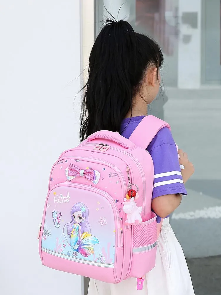 2023 New Children Cartoon Backpack for Girls in Grades 1 to 3 to Reduce Burden and Protect Spine