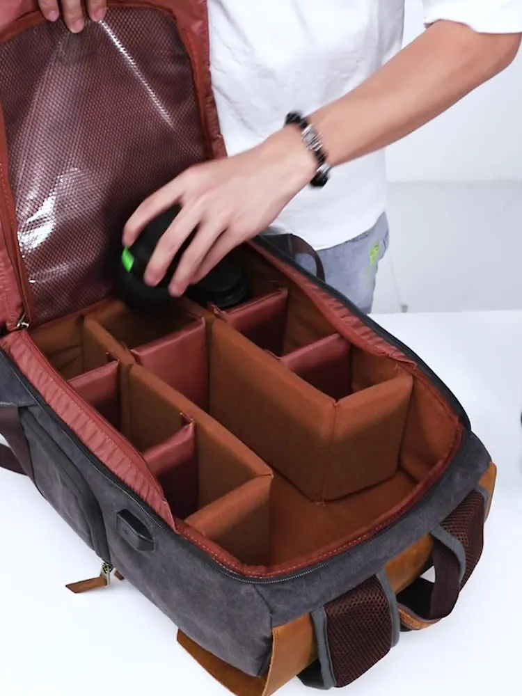 SLR Camera Bag Waterproof and Anti-Theft Large Capacity Canvas Drone Backpack