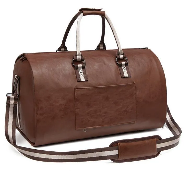Folding Travel Suit Bag Luggage Bag Large Capacity Portable Pull Rod Suit PU Leather Bag