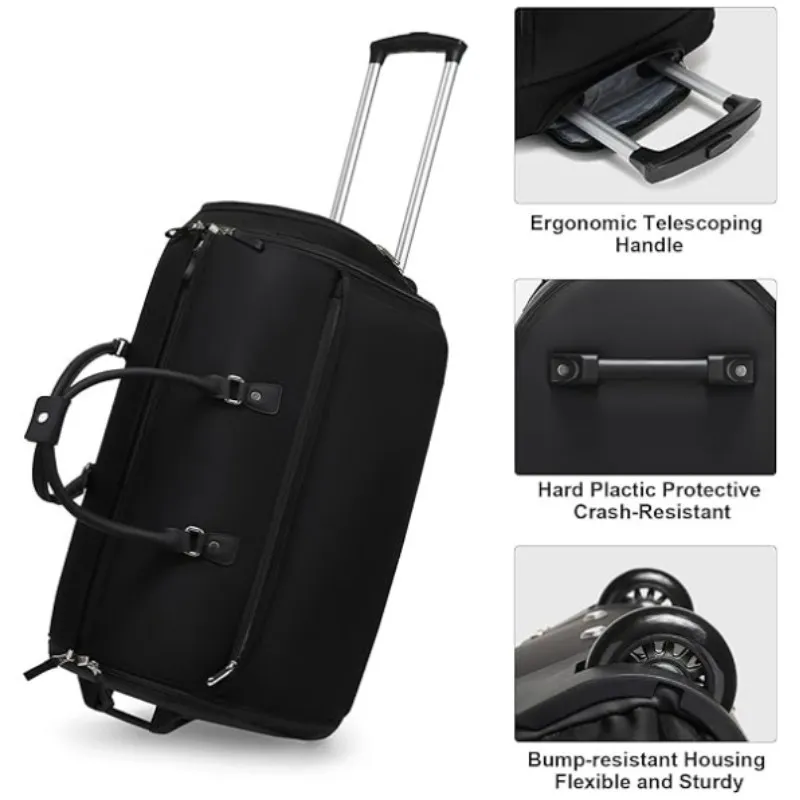 Men&prime;s Business Foldable Travel Bag Travel Handheld One Shoulder Waterproof Multi Functional Pull Rod Suit Bag