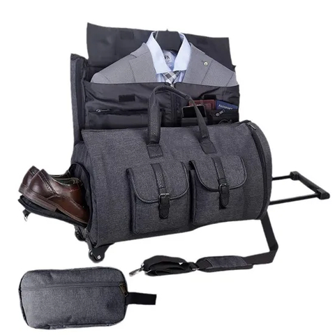 Customized Hanging Suit Bag with Multifunctional Rolling Rod Travel Bag Convertible Travel Bag
