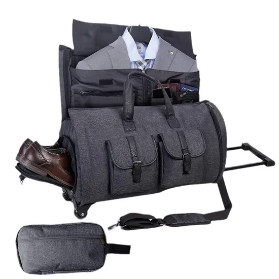 Customized Hanging Suit Bag with Multifunctional Rolling Rod Travel Bag Convertible Travel Bag