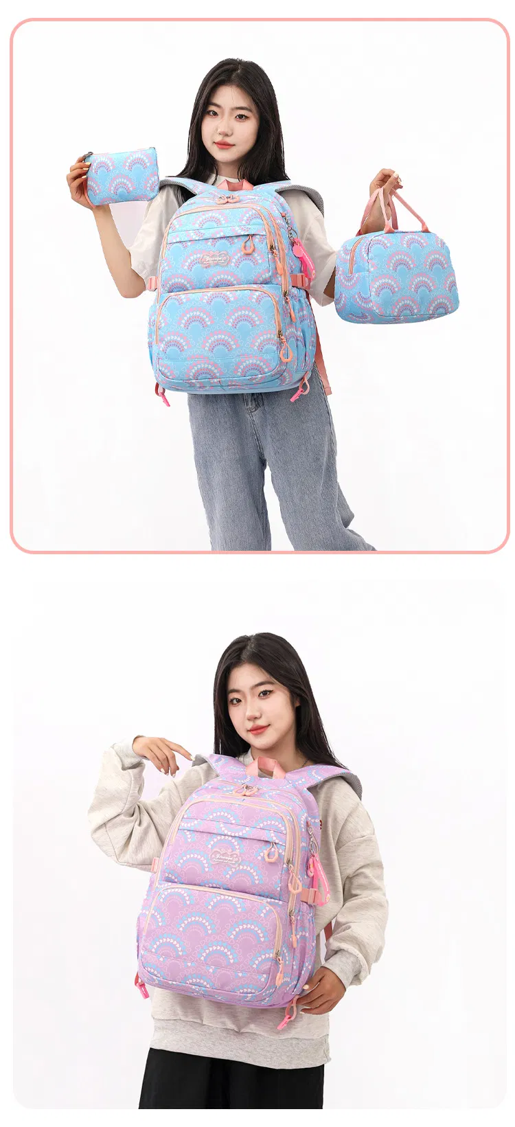 New Student Backpack for 4th -6th Grade Girls with Large Capacity Load Reducing Backpack