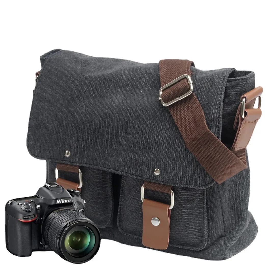 Canvas Men&prime;s and Women&prime;s Crossbody Bag One Shoulder Canon Photography Sony Mirrorless SLR Camera Bag