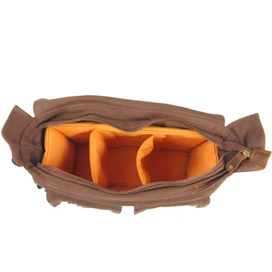 Canvas Leather Single Shoulder Crossbody Bag Casual Photography Waterproof Inner Liner DSLR Camera Bag