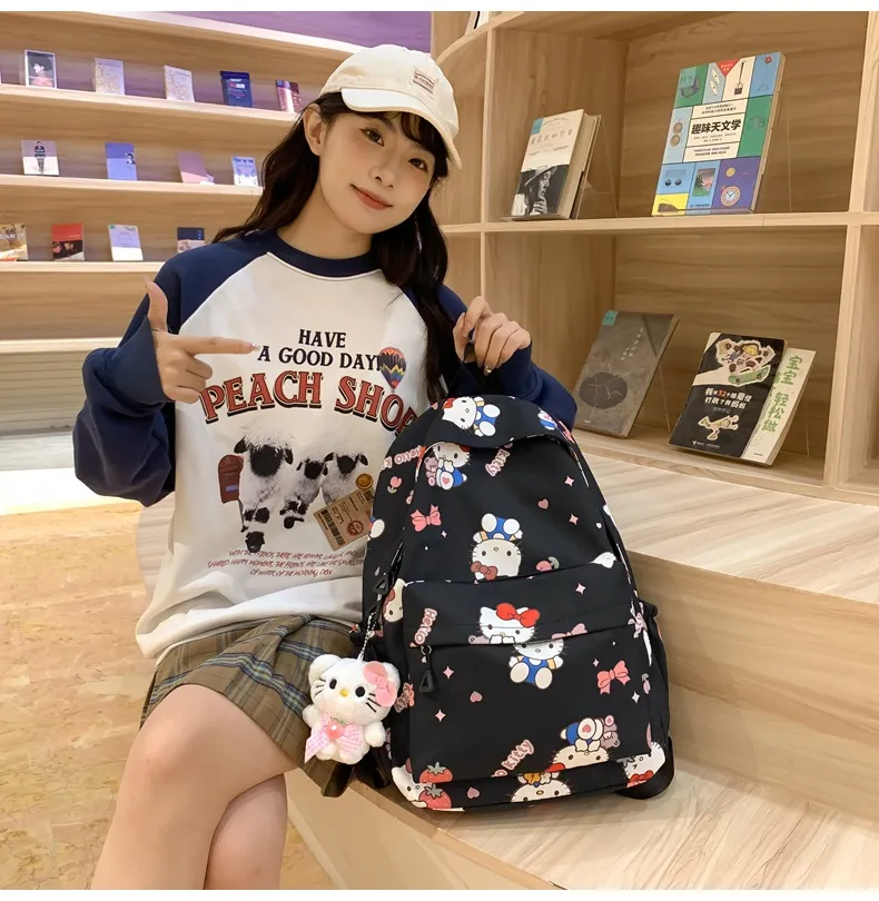 New Design Backpack for Girls with Printed Graffiti Large Capacity Splash Proof Lightweight Backpack