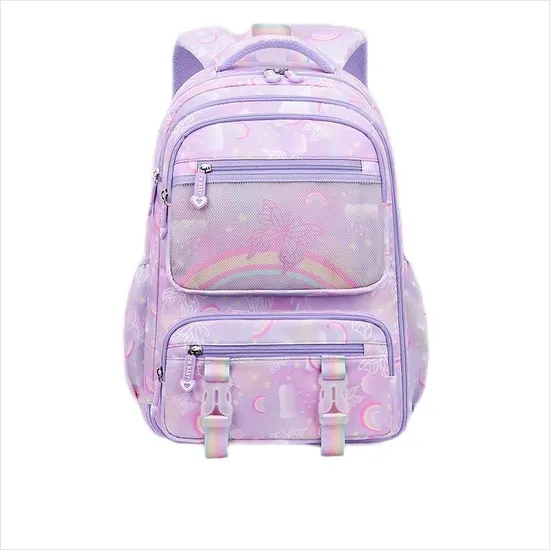New Rainbow Girls Elementary School Students Backpack Waterproof Backbone Protection Large Capacity Backpack