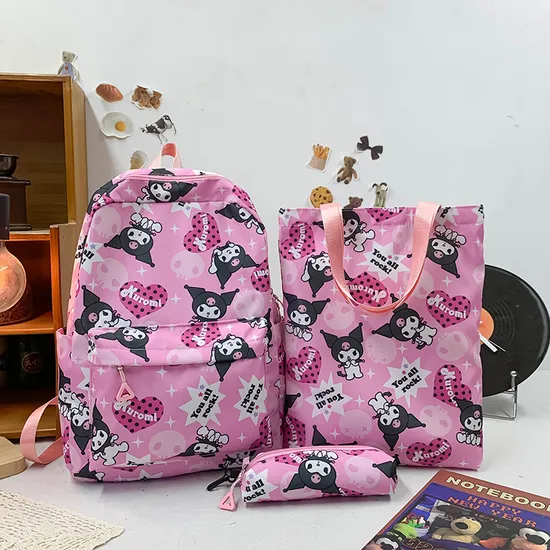 New Cartoon Coolomi Cute Three Piece Student Lightweight School Bag Sanrio Large Capacity Full Print Backpack
