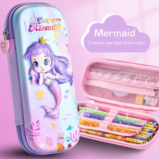 3D Pencil Case Large Capacity Stationery Box Elementary School Cartoon EVA Pencil Case Pouch