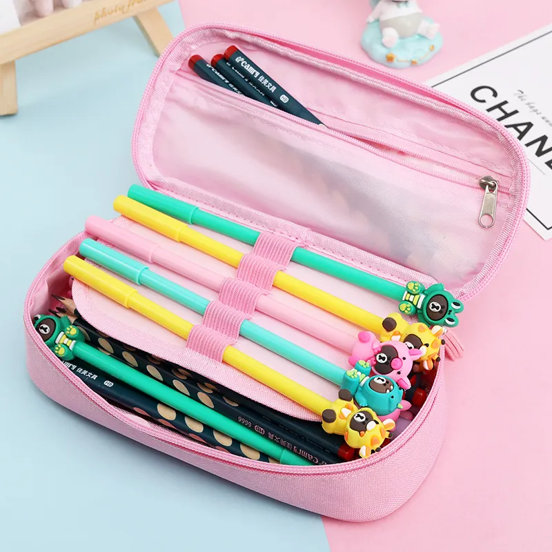 Flowing Sand Pencil Bag Students Pencil Bag Large Capacity Pen Box Cute Cartoon Pencil Pouch