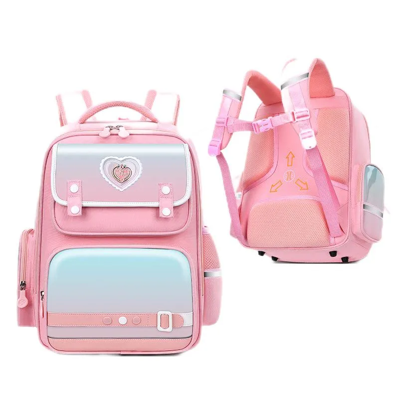 Primary School Backpack Reduces Burden PU Leather Spine Protector New Waterproof Backpack