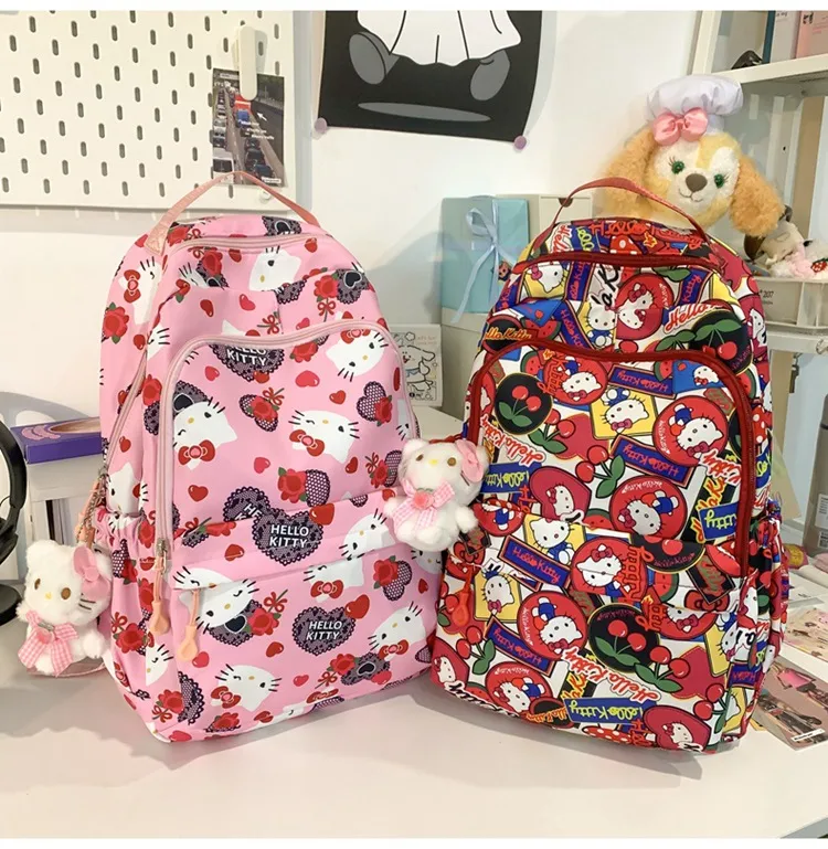 New Backpack Student Cute Cartoon Large Capacity Nylon Lightweight Backpack