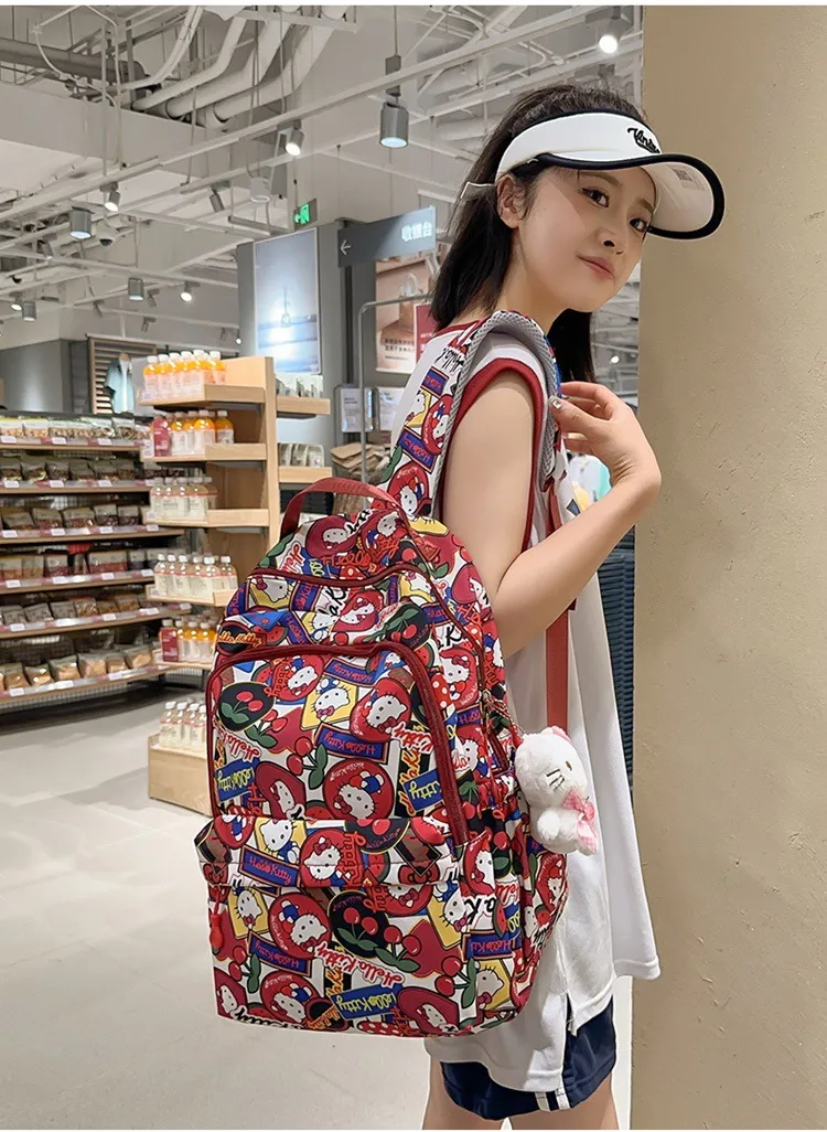New Backpack Student Cute Cartoon Large Capacity Nylon Lightweight Backpack