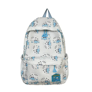 New Junior High School Nylon Backpack Cute Cartoon Hanger Print Large Capacity Boys and Girls School Backpack