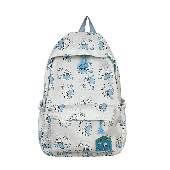 New Junior High School Nylon Backpack Cute Cartoon Hanger Print Large Capacity Boys and Girls School Backpack