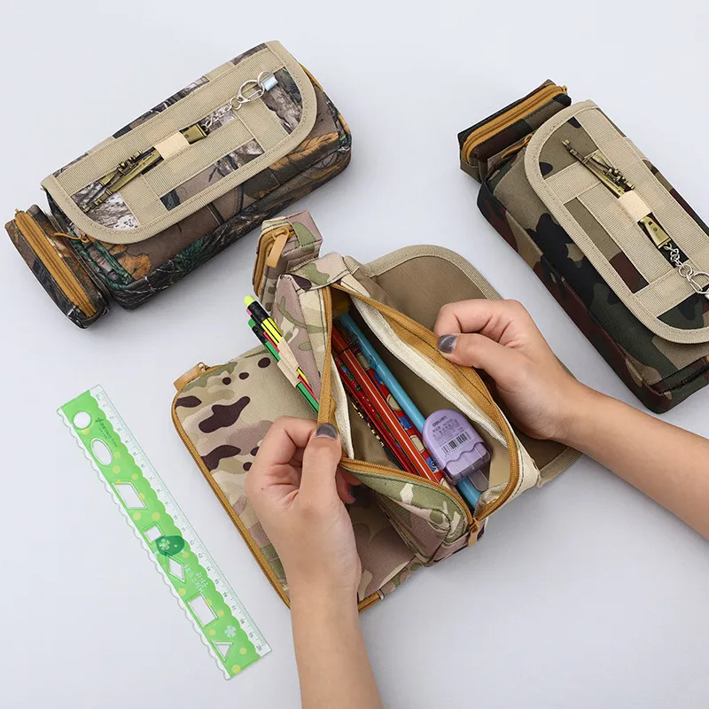 Camouflage Pencil Case Multifunctional Stationery Bag for Primary and Secondary School Students Pencil Pouch