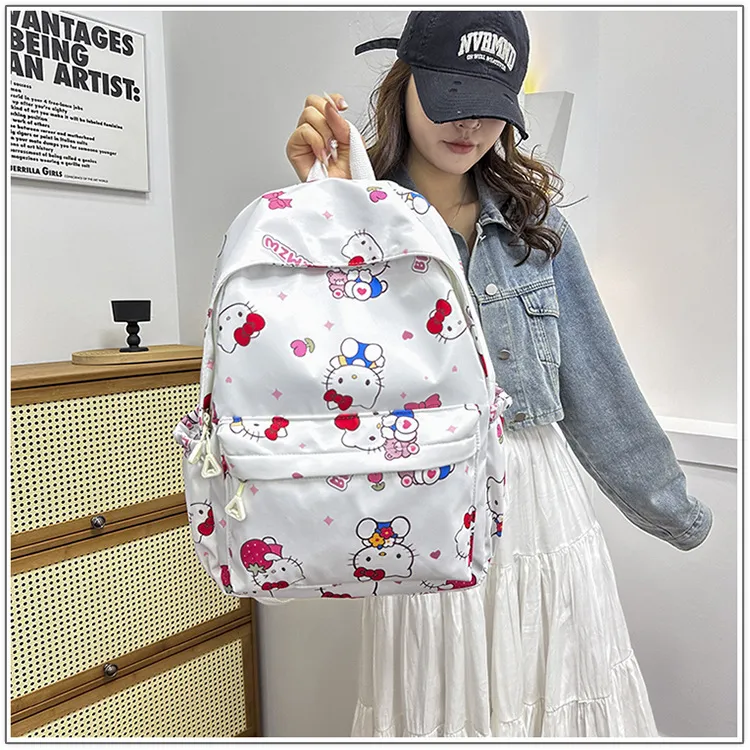 New Cute Backpack Lightweight and Large Capacity Girl Cartoon Nylon Backpack