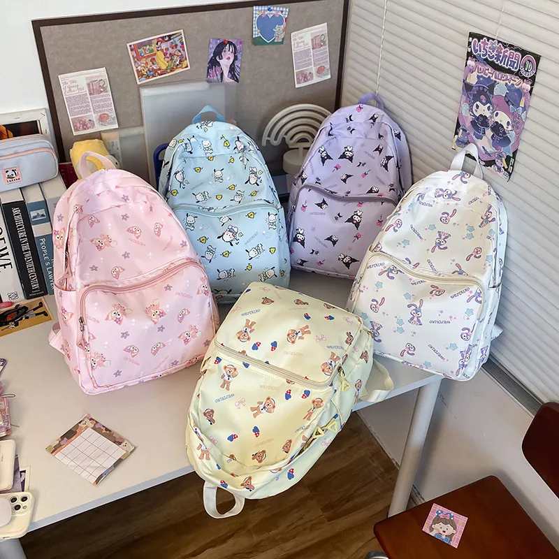 New Student Cute Backpack Nylon Cartoon Large Capacity Multi Color Lightweight Backpack