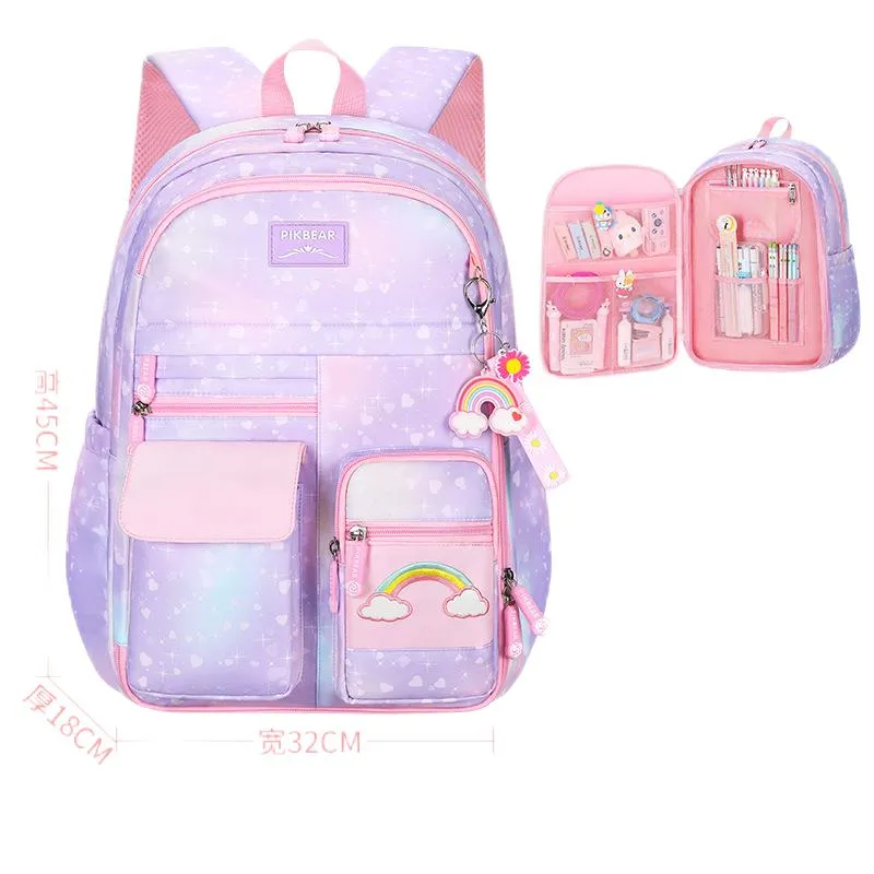 New Primary School Student Backpack Cute Princess Large Capacity Spinal Protection Waterproof Backpack