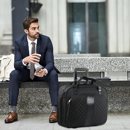Oxford Rolling Laptop Bag Premium Wheeled Briefcase Fits up to 17.3 Inch Laptop Overnight Roller Case