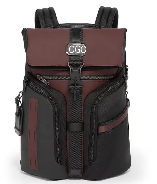 Business Laptop Backpack Waterproof High Tech Daypack with PU Leather USB Charging Port Travel Backpack