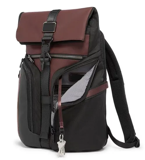 Business Laptop Backpack Waterproof High Tech Daypack with PU Leather USB Charging Port Travel Backpack