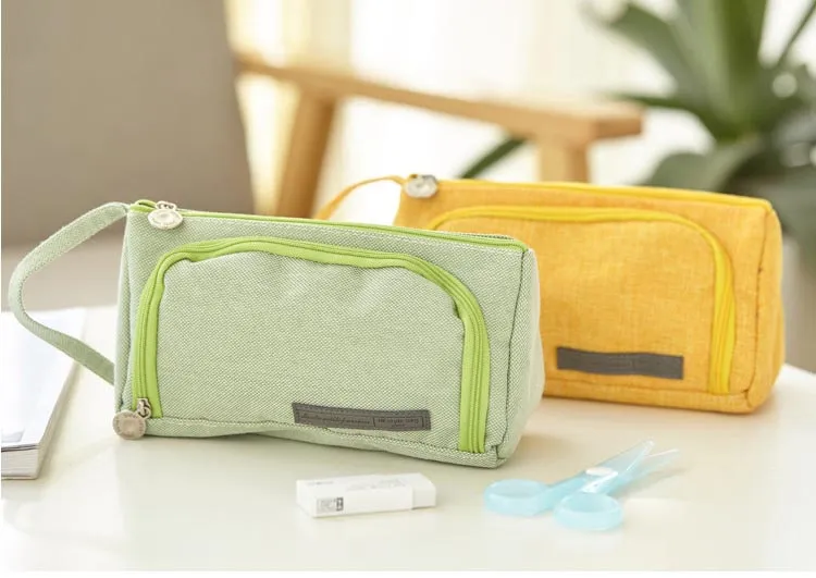 Wholesales Custom Big Capacity Large Storage Canvas Pencil Pen Case Pouch Stationery Bag for Office School Teen Girl Boy