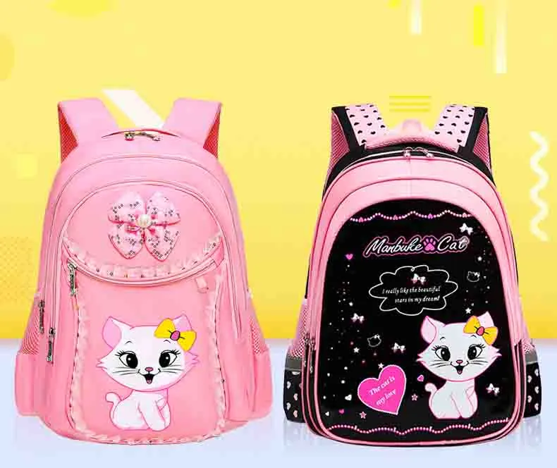 Children Double Shoulder 7-9-12 Year Old Schoolbag Princess Backpack School Girls Backpack Bag Korean Version of Cute Polyester