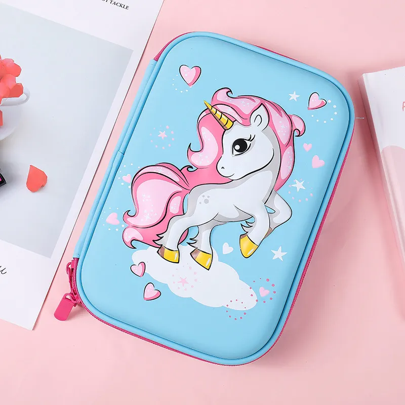 New Large Capacity Pen Bag Cute Cartoon Unicorn Pencil Case with Zipper