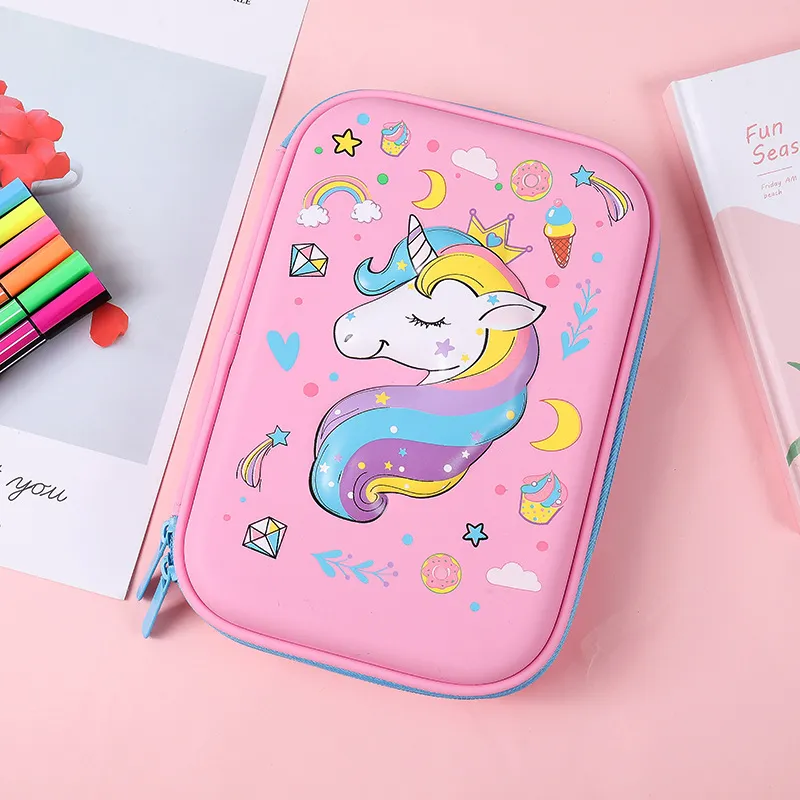 New Large Capacity Pen Bag Cute Cartoon Unicorn Pencil Case with Zipper
