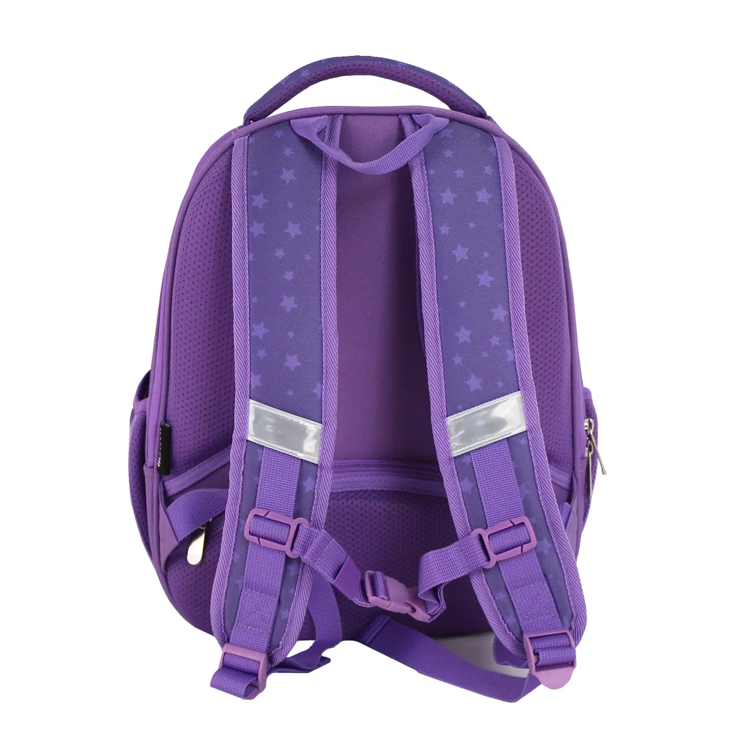 Independently Designed Cute Cat Purple School Backpack 600d High Quality Children School Bags