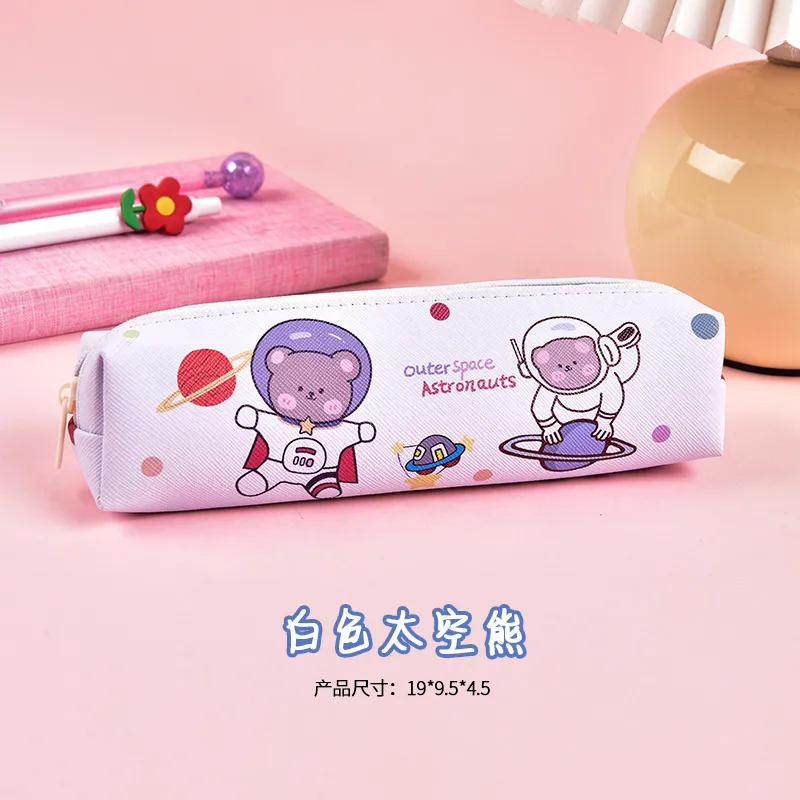 Cartoon Cute School Stationery Bag Kawaii Leather Pencil Pouch for Kids