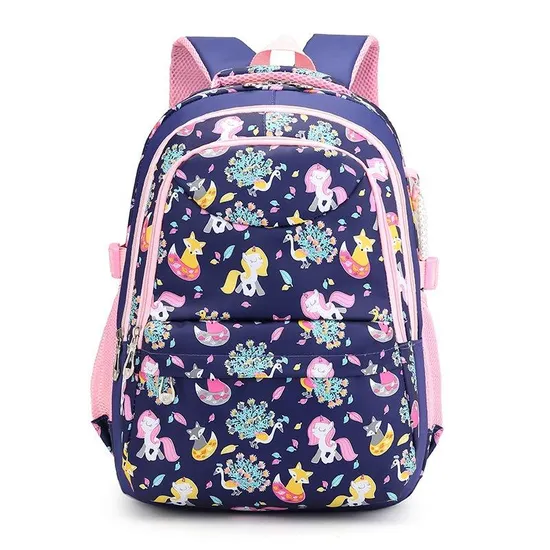 Simggle Backpack Primary Secondary Students Waterproof School Bag Cute Cartoon Printed Backpacks for Girls