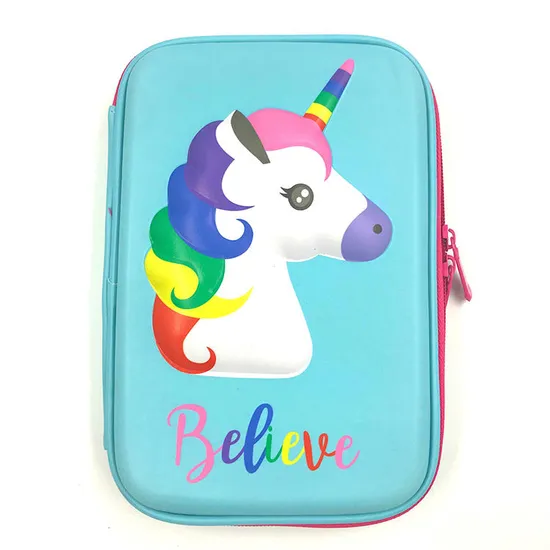 Cute Unicorn Pencil Case School Girls Toddler Hardtop Pencil Pouch EVA Pen Box for Kids Schools &amp; Offices