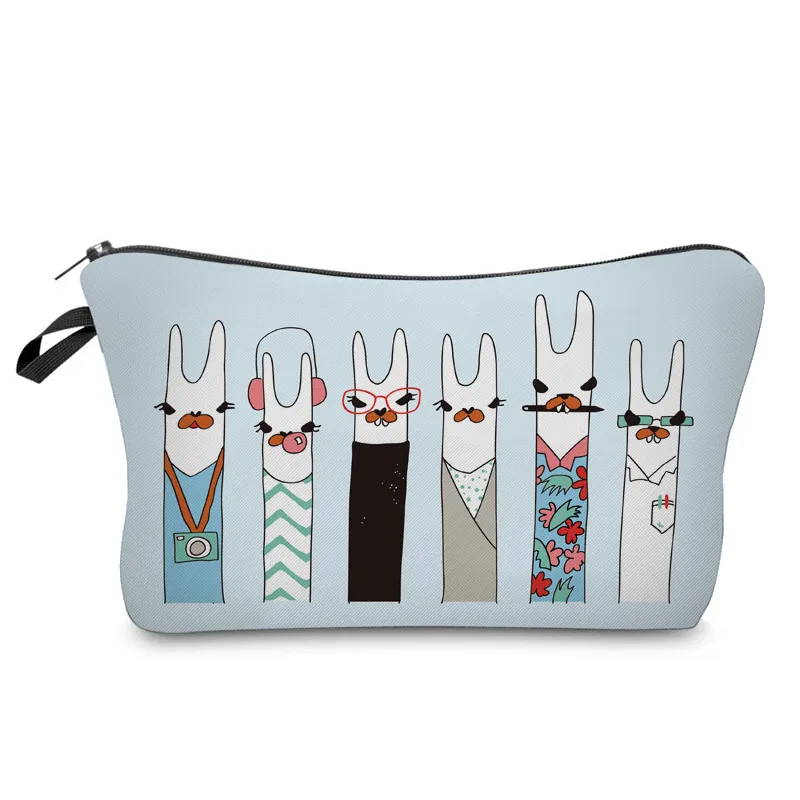 Customized Cartoon Cute Alpaca School Pencil Pouch Cosmetic Make up Travel Bag
